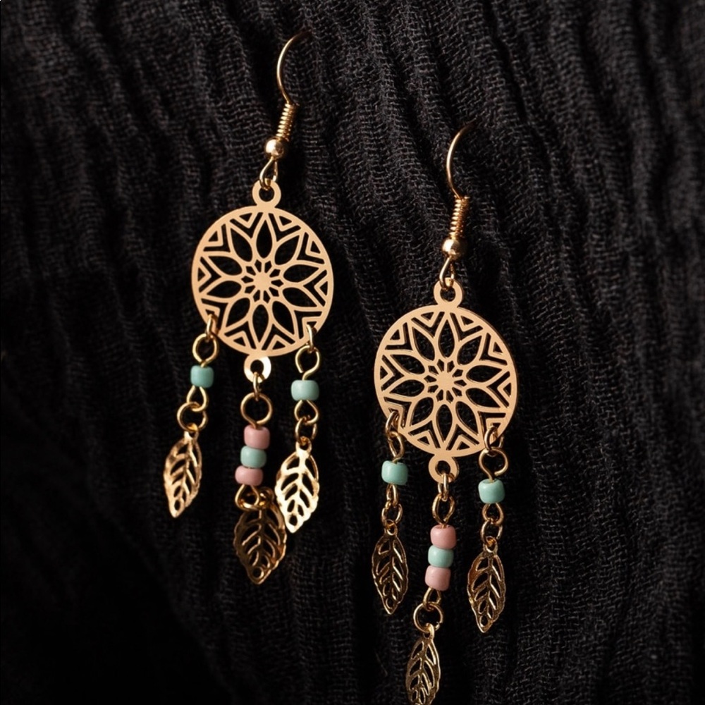 Ethnic Leaf dangle drop earrings